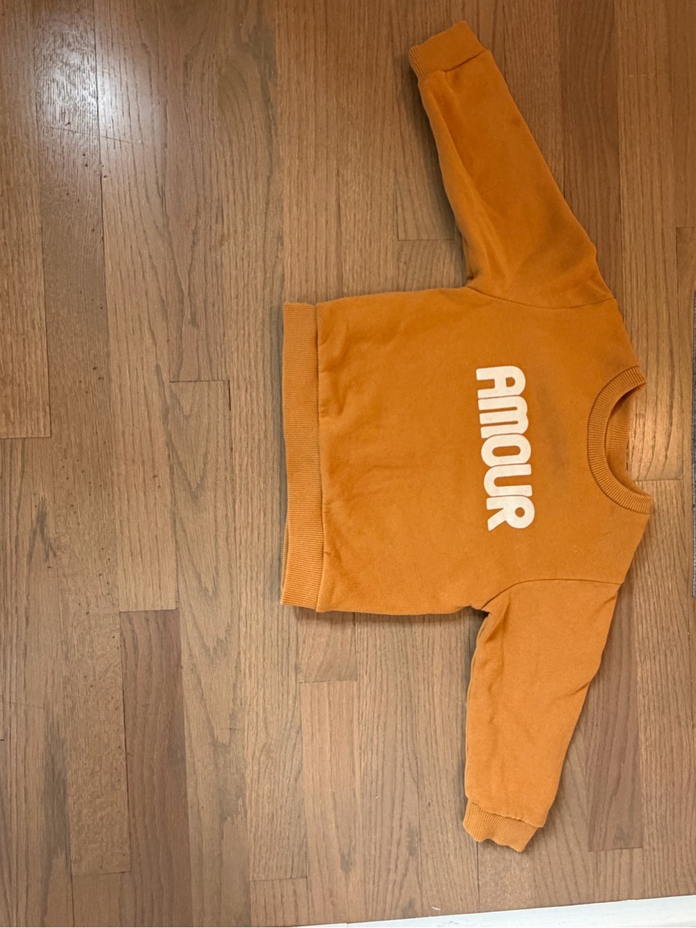 Sézane Petit (kids) Mustard Ecru  'AMOUR' Pullover Sweatshirt